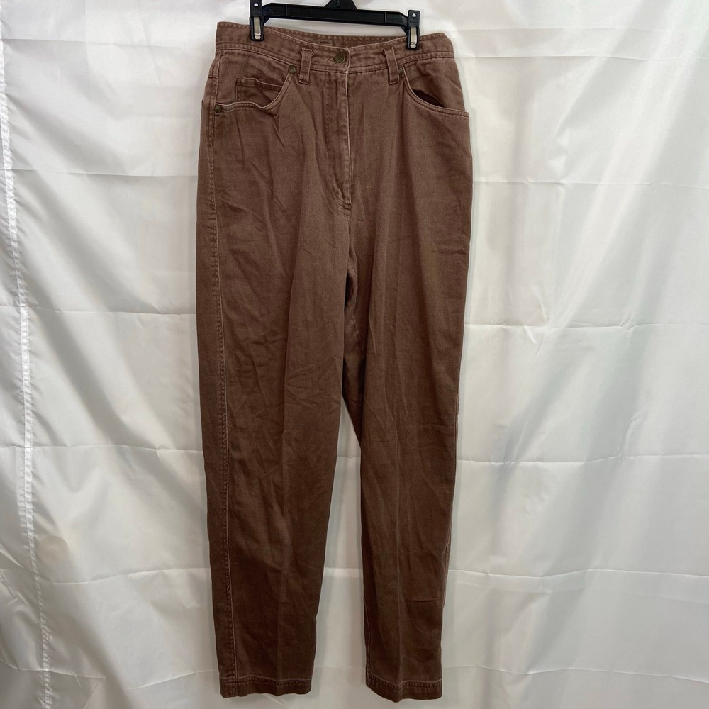 Vintage SK Wear & Company women's brown high waisted slim straight cotton jeans